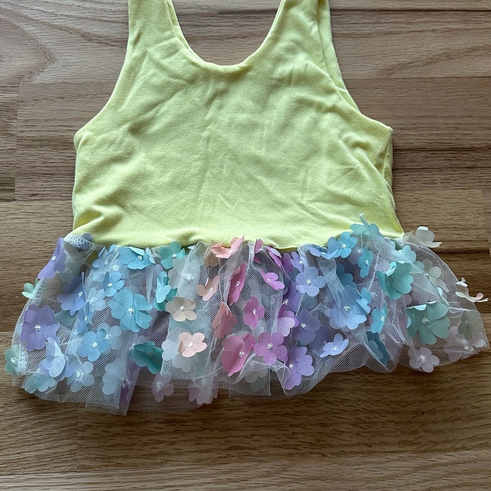 Handmade- Yellow Floral Kids Tank
